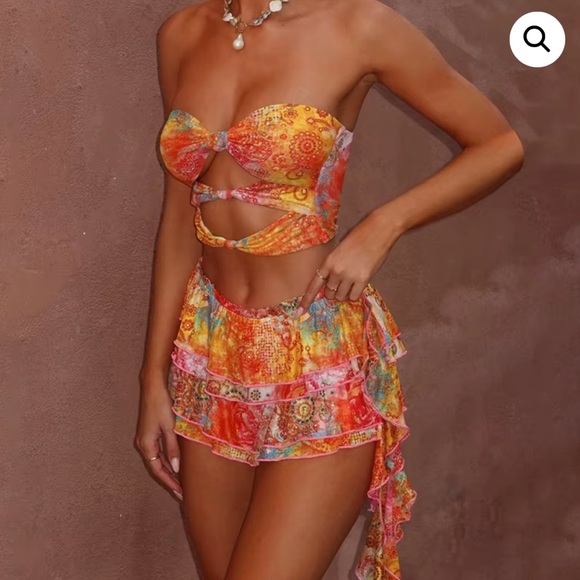 Outcast Multicolor Ruffled Two-Piece Set - Picture 5 of 6